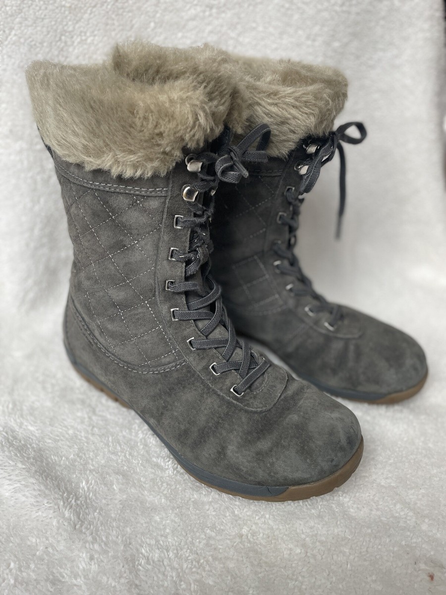 Helly Hansen Gray Suede Leather Quilted Faux Fur Lined Lace  display picture 3