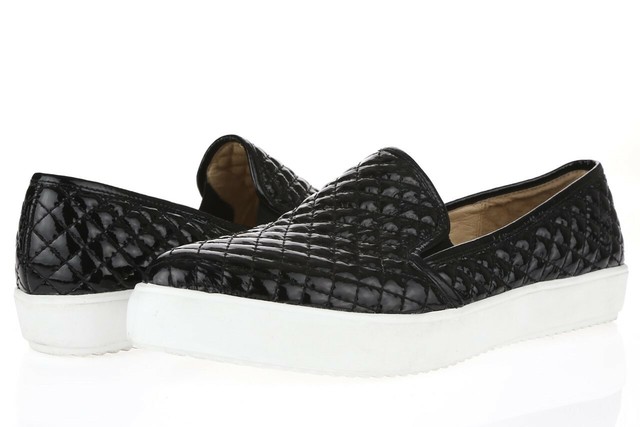 black quilted slip on shoes
