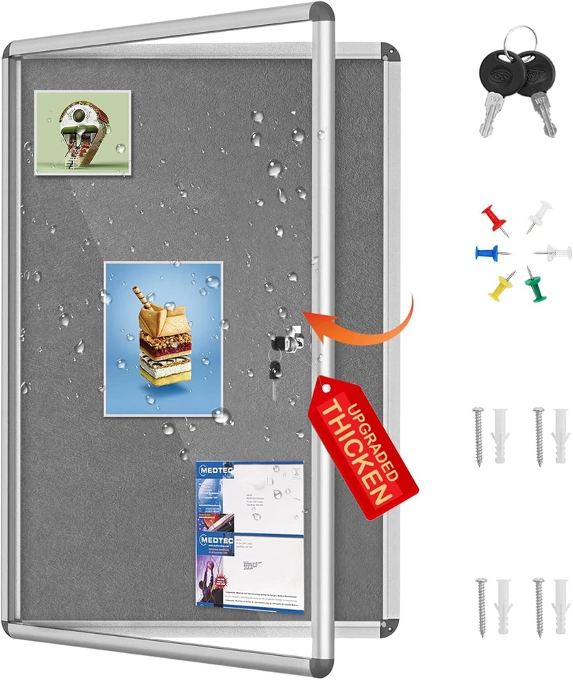 Secure 36"x24" Enclosed Bulletin Board - Easy Install & Versatile for All Spaces - Image 3 of 4