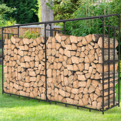 XL Wood Store Heavy Duty Metal Log Store Fireplace Garden