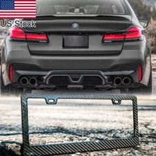 1pc Carbon Fiber Pattern License Plate Frame Holder Cover For BMW 3 5 Series Etc