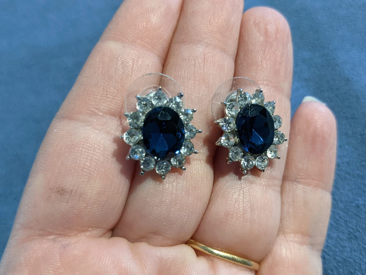 Fashion Earrings ERG M Classical Blue Clear Faux Stones eBay