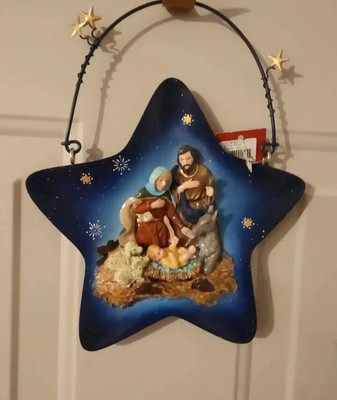 Christmas Nativity Star Hanging Decoration for door/wall Blue, Holidays