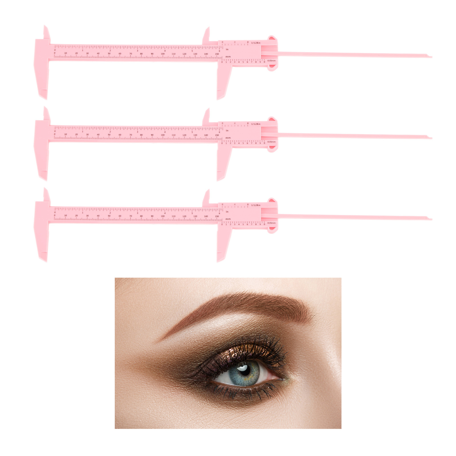 (Pink)10PCS 150mm Eyebrow Microblading Ruler Eyebrow Makeup Measuring ...