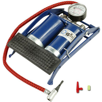 DOUBLE BARREL FOOT PUMP CAR BIKE VAN TYRE INFLATOR