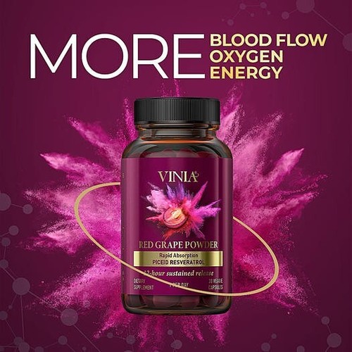 Polvo de uva roja Vinia absorción rápida Piceid resveratrol 30 cápsulas vegetales - Imagen 16 de 23