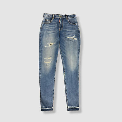 $885 Dsquared2 Women's Blue Distressed Twiggy Jeans Pants IT 42/ US 6