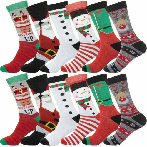 Kids Christmas Socks Boys Girls 6 Pairs Ladies Christmas design Socks - Picture 2 of 2