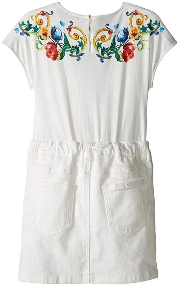 Dolce & Gabbana 241373 儿童女孩逃生花卉连衣裙白色印花 4 码 — 第 2/2 张图片
