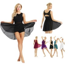 Women Sleeveless Dancewear Skirts Figure Dress Ballet Leotard Gymnastics Costume