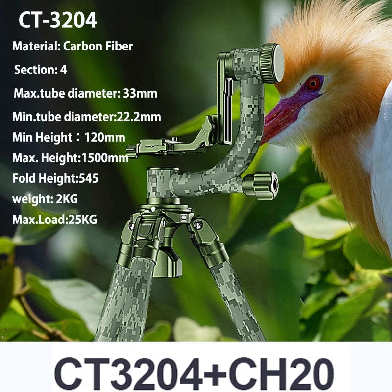 Sirui CT-3204 +CH-20 Carbon Fiber outdoor CamoTripod w Gimbal Head Lightweight - Image 3 of 4