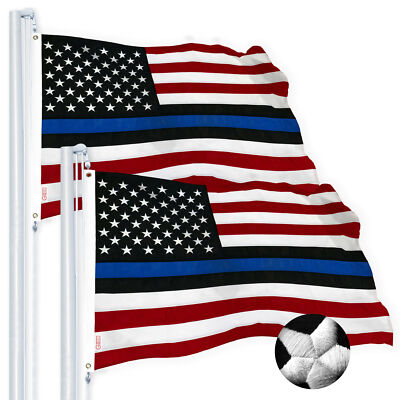 Blue Lives Matter Flag 4x6 FT 2-Pack Embroidered Spun Polyester by G128