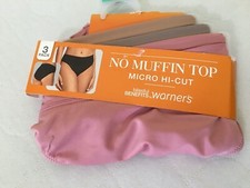 New Warner  s No Muffin Top Micro Hi-Cut Panties Womens 3 pairs S/5 3XL/10