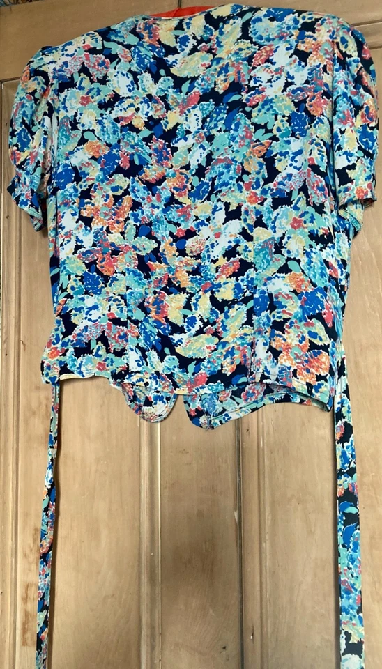 True Vintage 1940's Floral Natural Crepe De Chine Blouse 44" Bust 35" Waist - Image 3 of 4