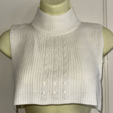 Vintage 60s/70s white acrylic white ribbed turtleneck dickie that zips up back