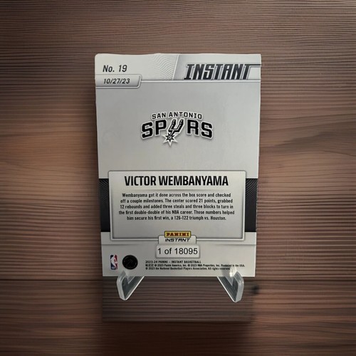 2023-24 Panini Instant #19 Victor Wembanyama Rookie - San Antonio Spurs RC - Picture 2 of 2