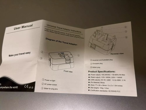 NEW!! HHT202 International Power Travel Adapter Dual USB Port - Indoor Use Only! - Picture 11 of 12