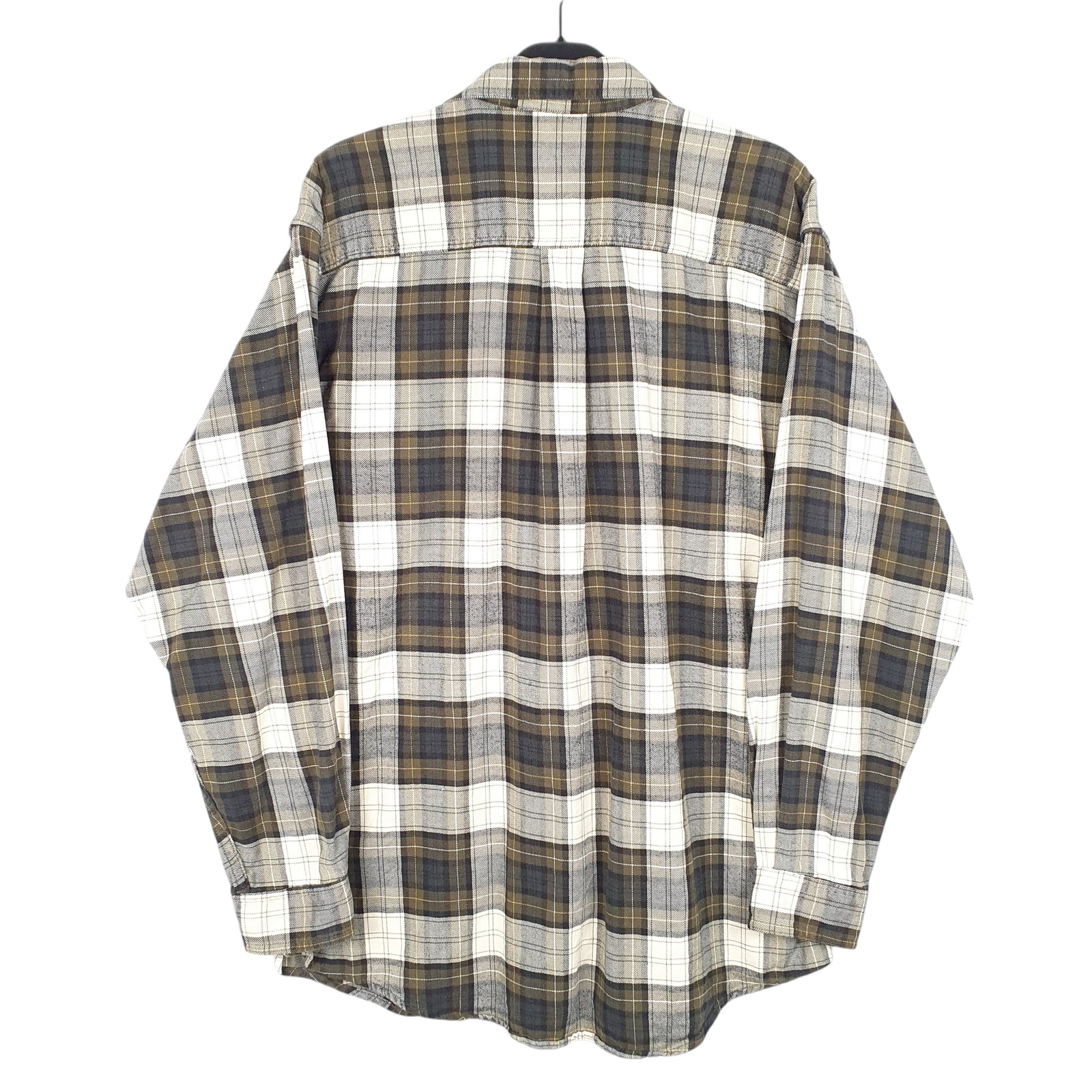 L.L.BEAN Cream Check Shirt Long Sleeve Casual Cotton Mens L image 3