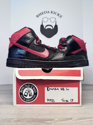 Size 13 - Nike SB Dunk Pro High Krampus Og Clean Vintage Black Red 