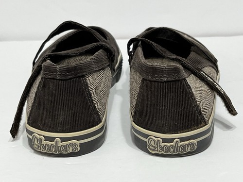 Skechers Black White Herringbone w/ Corduroy Cross Strap WOMENS 8 Mary Jane - Picture 4 of 7