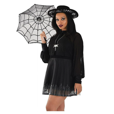 Sheer Witch Dress Womens Adult Size L/XL Vampire Goth Halloween Costume in Black