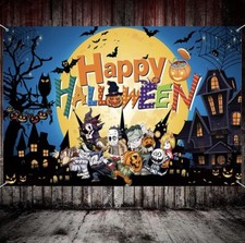Halloween Birthday Party Decorations, Large Fabric Halloween Backdrop Night Moon