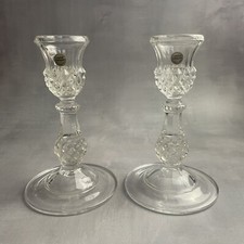 Paire de bougeoir chandelier CRISTAL D'ARQUES Longchamp 24% plomb Haut.~16.5cm