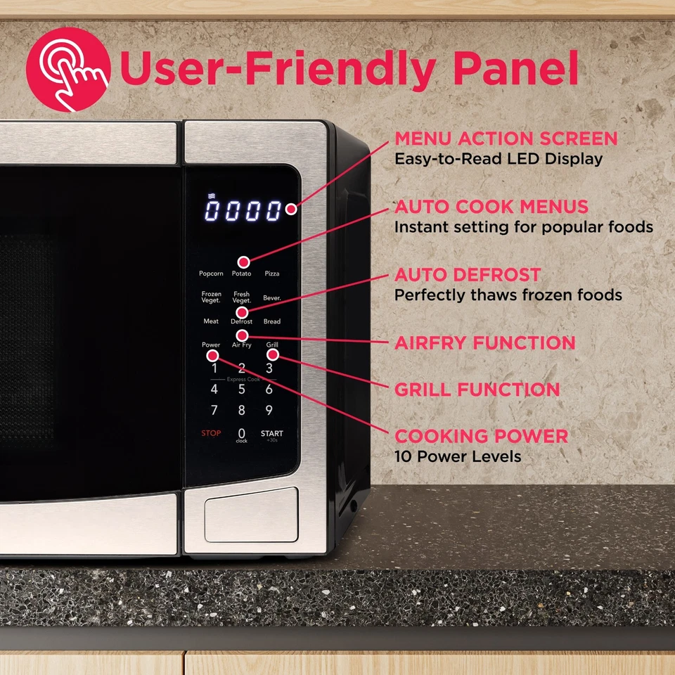 Frigidaire, 3 en 1, 1,1 Cu. Horno microondas/freidora de aire/convección de encimera Ft. Foto 3 de 4