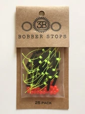 Bobber Stops 25 Pack String Slip-Knot Chartreuse Green Blue Pink Orange Red USA