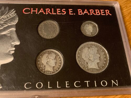 The Morgan Mint Charles E. Barber Coin Collection V5C, 10C, 25C & 50C in Frame - Picture 2 of 8