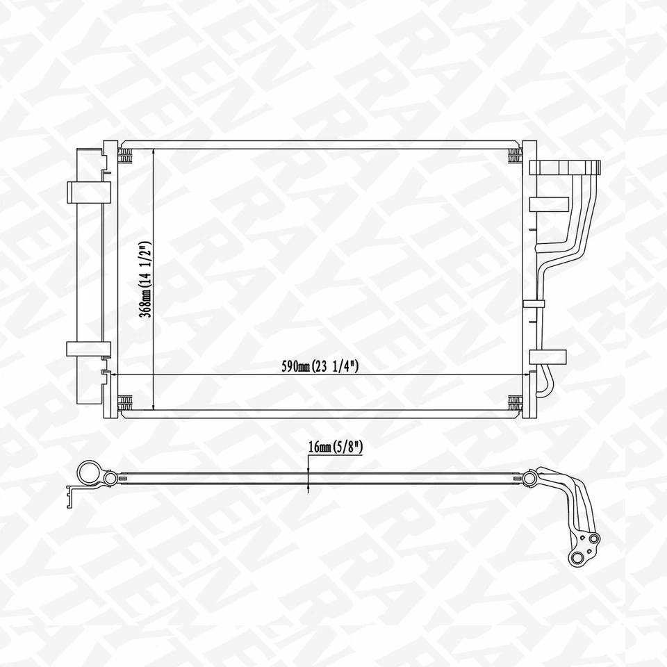 Condensador de aire acondicionado de aluminio 3591 para Hyundai Elantra 2007 2008 2009 2010 2011 2012 Foto 2 de 4