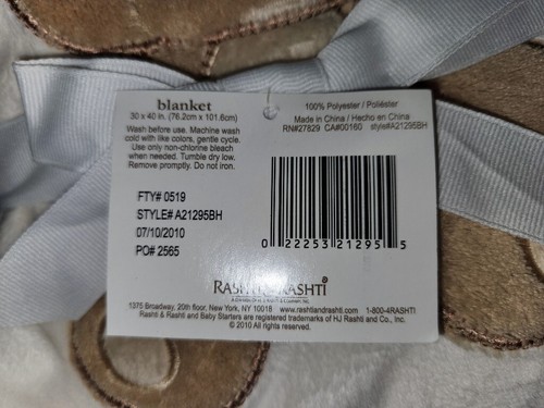 NEW "VTG" 2010 BABY Starters Stitched Bear Tan Brown Blanket Cuddly Plush - Picture 10 of 13