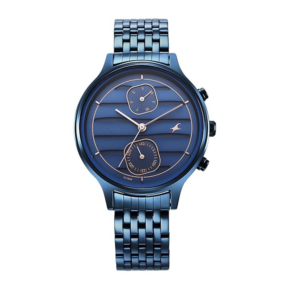 Fastrack Style Up Blue Dial Stainless Steel Strap Analog Watch for