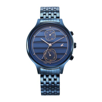 Fastrack Style Up Blue Dial Stainless Steel Strap Analog Watch for