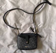 DKNY Logo Thomasy Micro Mini X Black Crossbody w/ Detachable Card Holder