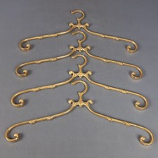 Lot Of 4 Coat Hangers Brass Rococo Lombard Craft Vintage 1960