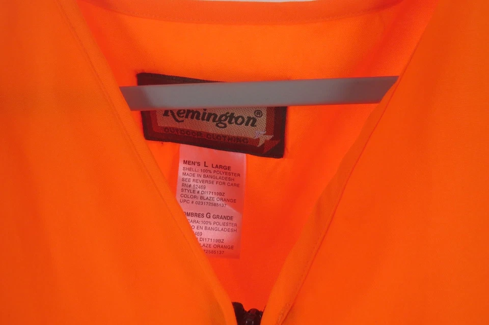Remington Hunting Vest Men's L Orange Full Zip Sleeveless Padded Shoulders Logo - Image 2 of 3