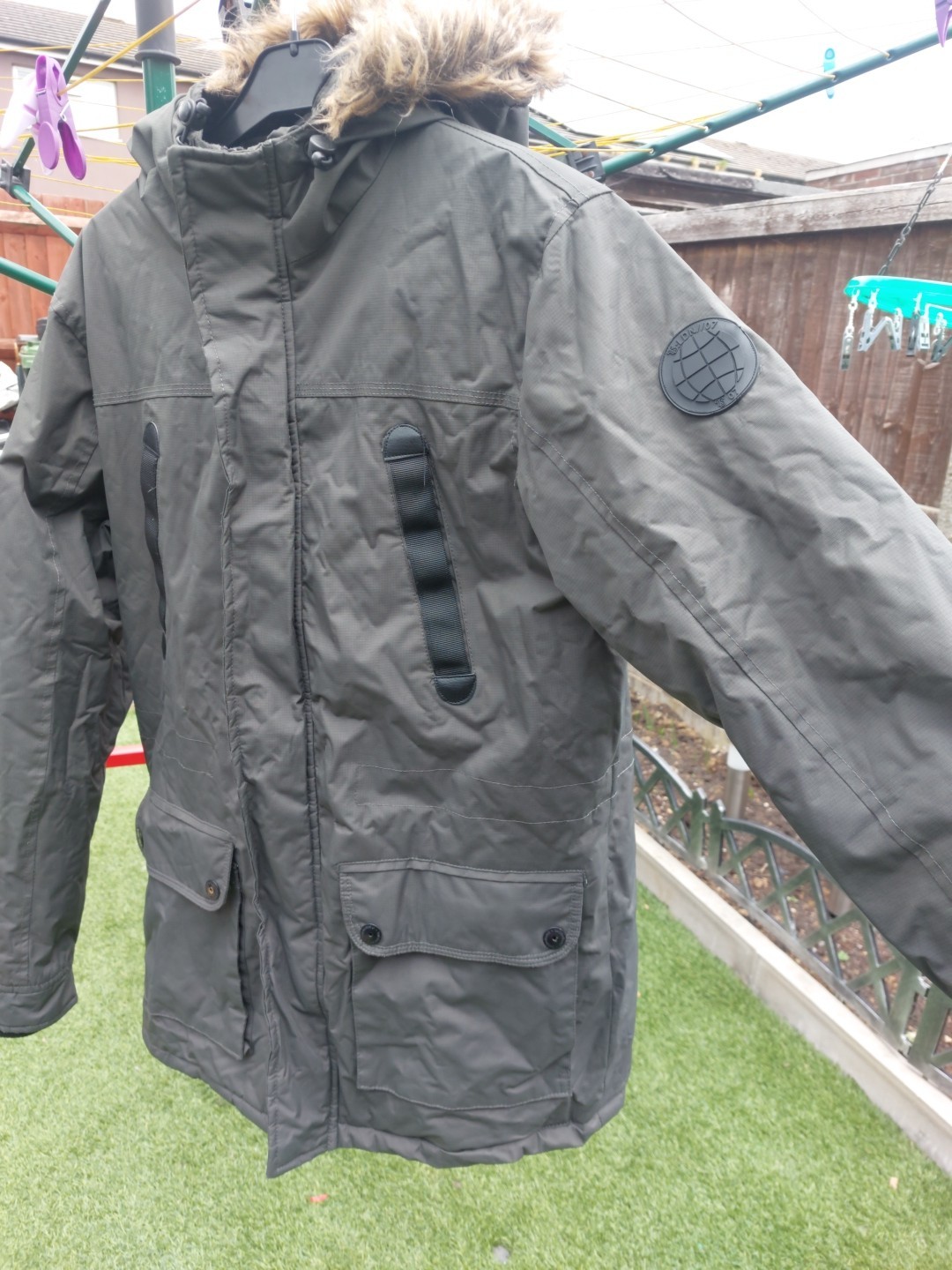 Men's Heavyweight Winter Parka Jacket Size M Khaki/Olive Green image 2