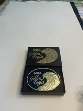 NRA Blue Enamel Golden Eagle Belt Buckle New National Rifle Association