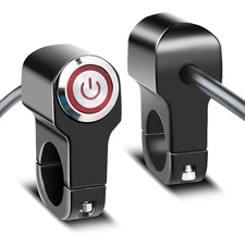 Motorcycle Switch Momentary 7/8" Handlebar Horn Start Switch Button Light Red US