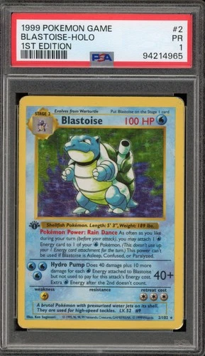 Pokemon Blastoise Base Set Shadowless 1st Edition Holo Rare #2 PSA 1