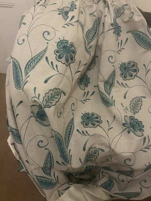 Großes Paar gefütterte Vorhänge handgefertigt in Laura Ashley Carolina türkisfarbenem Stoff 