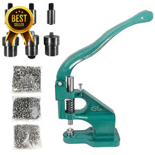 Heavy Duty Hand Press Eyelet Grommet Machine Punch Tool Kit – 3 Size Dies (#0 #2