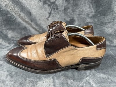 Mazlan Malta All Leather Two Tones Dark Light Brown Oxford Made In Spain Size 12