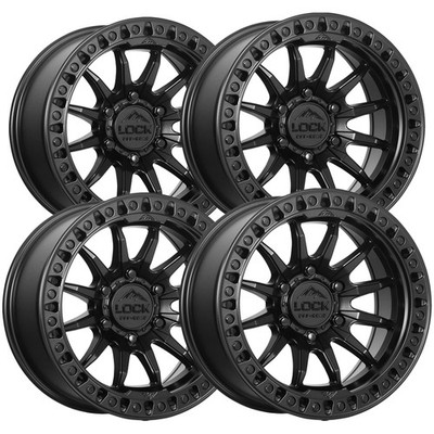 (Set of 4) Lock Off-Road Trail 17x9 6x5.5'' -12mm Matte Black Wheels Rims