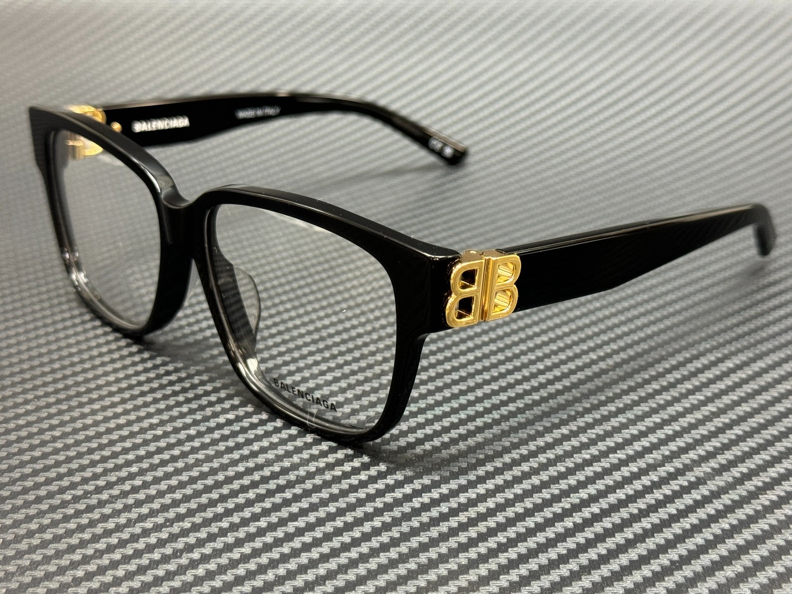 BALENCIAGA BB0104O 001 Black Squared 56 mm Women's Eyeglasses