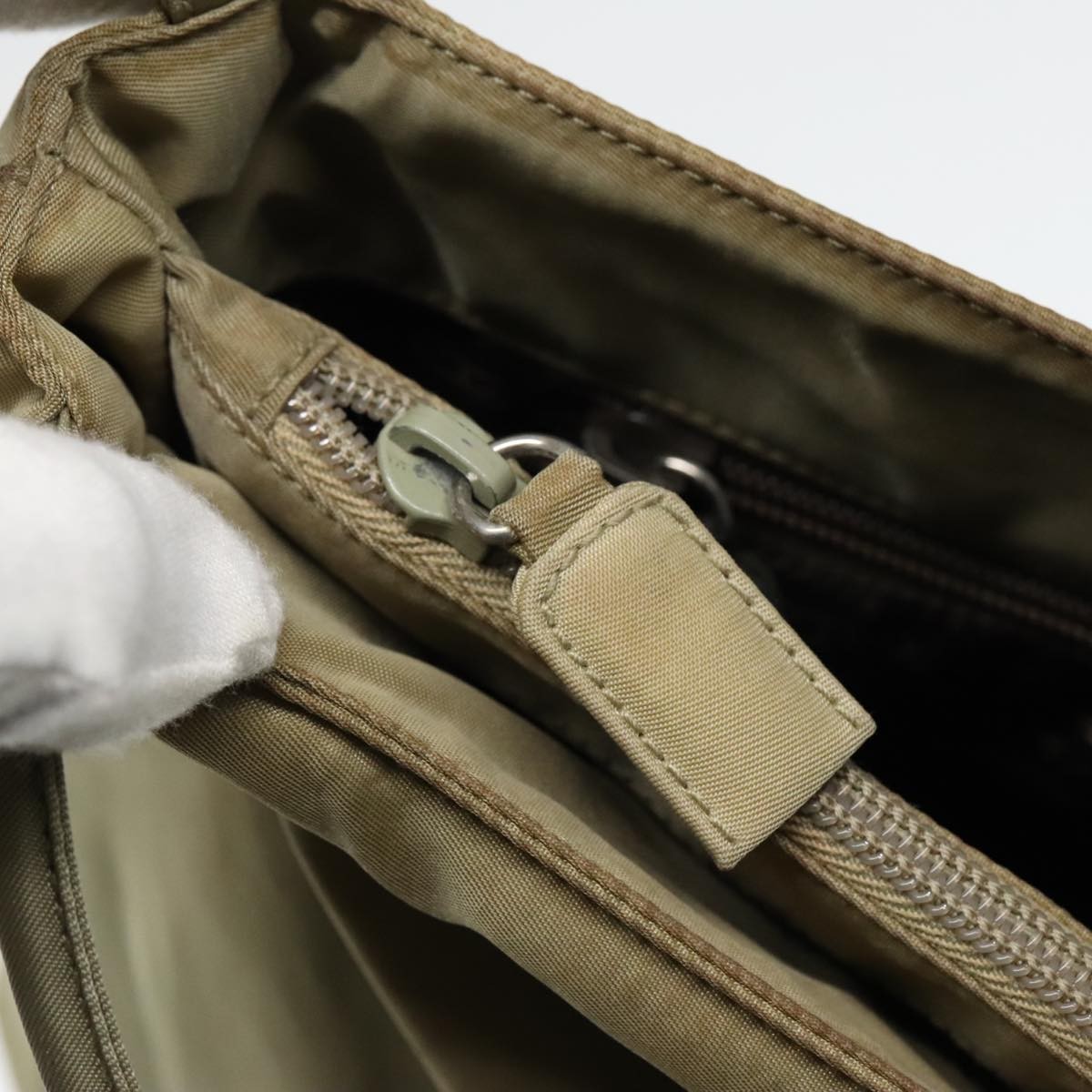 PRADA Tote Bag Nylon Beige Silver Auth bs18439 thumbnail 10