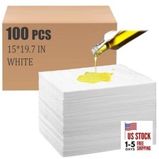 Oil Absorbent Pads Weight Dimpled Pad Garage 15 x 19.7 Inch 100 White