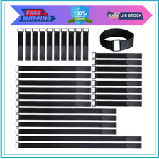 Reusable Nylon Cable Straps with Hook  Loop, Adjustable Buckle, 30 Pieces