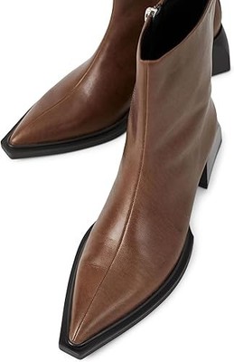 Vagabond Shoemakers Vivan Leather Bootie Block Heel Pointed Toe Brown Womens 7 M